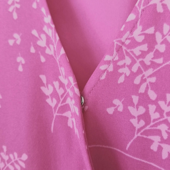 Worthington Pink Floral Flutter Sleeve Flowy Hi Low Wrap Dress Womens XXL NWT - Picture 4 of 9